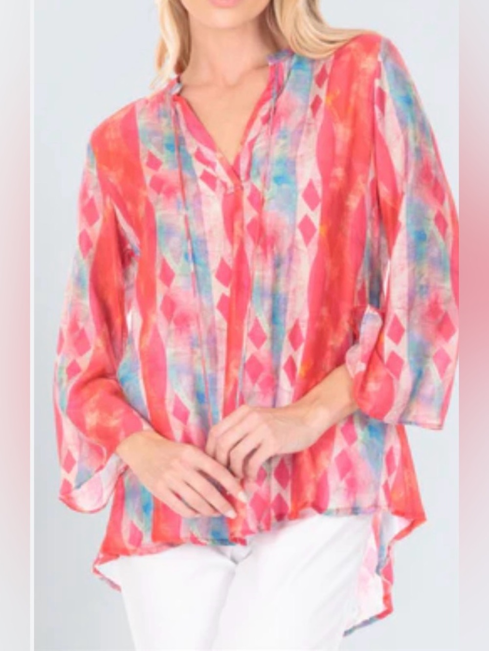 APNY Boho-Chic Tunic Top M Multi-Color NWOT V-Neck Tribal Breezy Flowy Bold